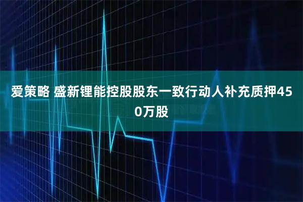 爱策略 盛新锂能控股股东一致行动人补充质押450万股
